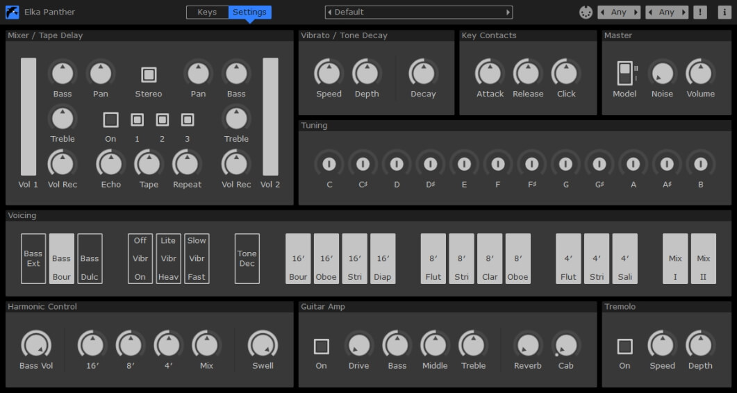 Elka Panther settings